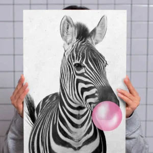 Zebra med tuggummi Kanvas djur Lägg i varukorgen