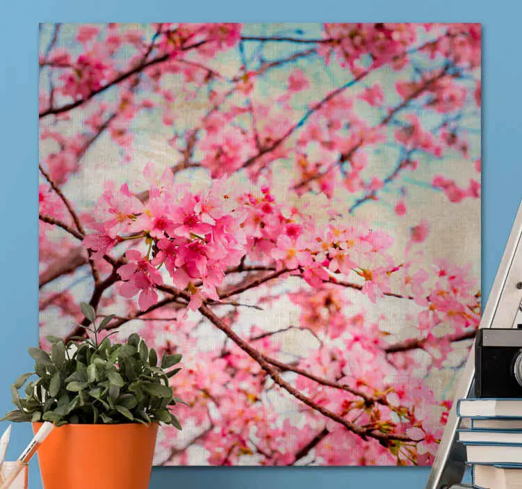 Suddiga körsbärsblommor blommigcanvas tavla Lågt pris