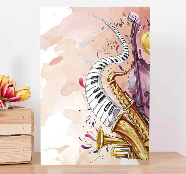 Billig Akvarell musikinstrumentcanvas tavla canvas tavla