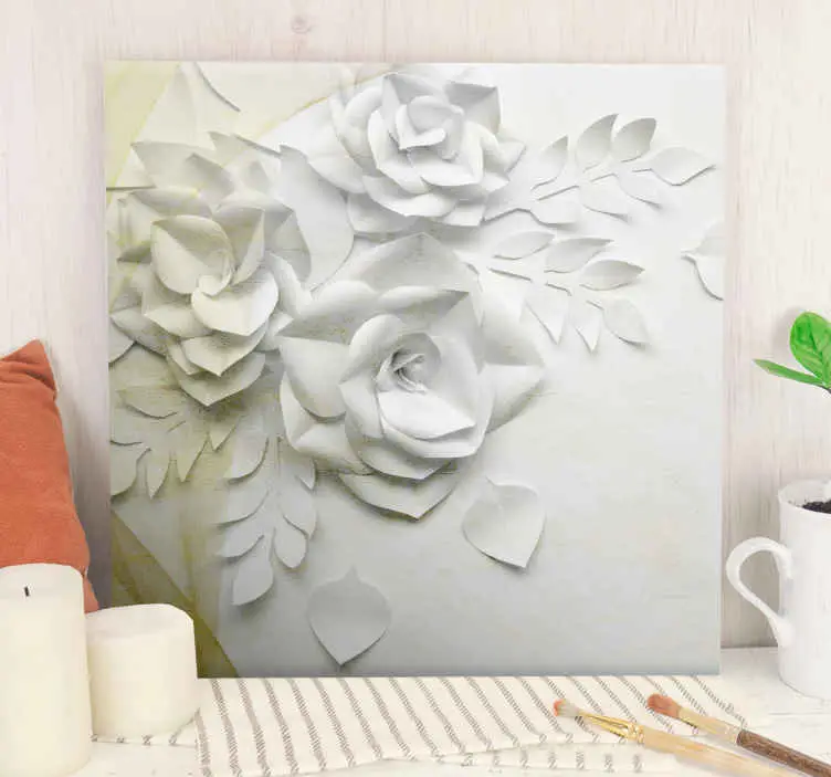 Eleganta gyllene vita blommor 3d -kanvasbilder Expressleverans