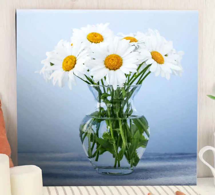 Beställ nu Daisy blommor i glaskrukor blommigcanvas tavla