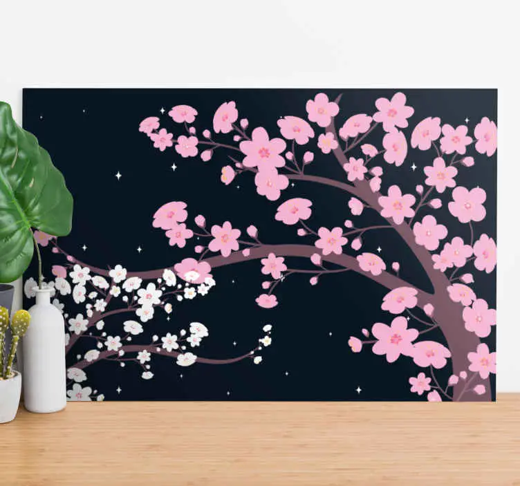 risnedsättning Rosa och vita blommor fantasy natt 3d canvas bilder