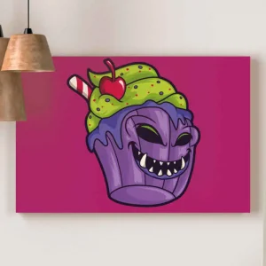 Zombie cupcake tecknade moderna konsttryck påcanvas tavla Begränsat erbjudande