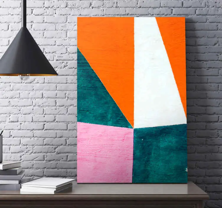 Handmålad mosaik geometrisk inramadcanvas tavla Extra rabatt