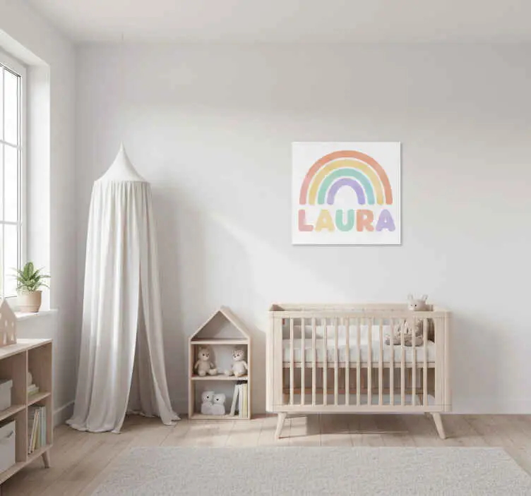 Kanvas barn paste regnbåge med namn Rea