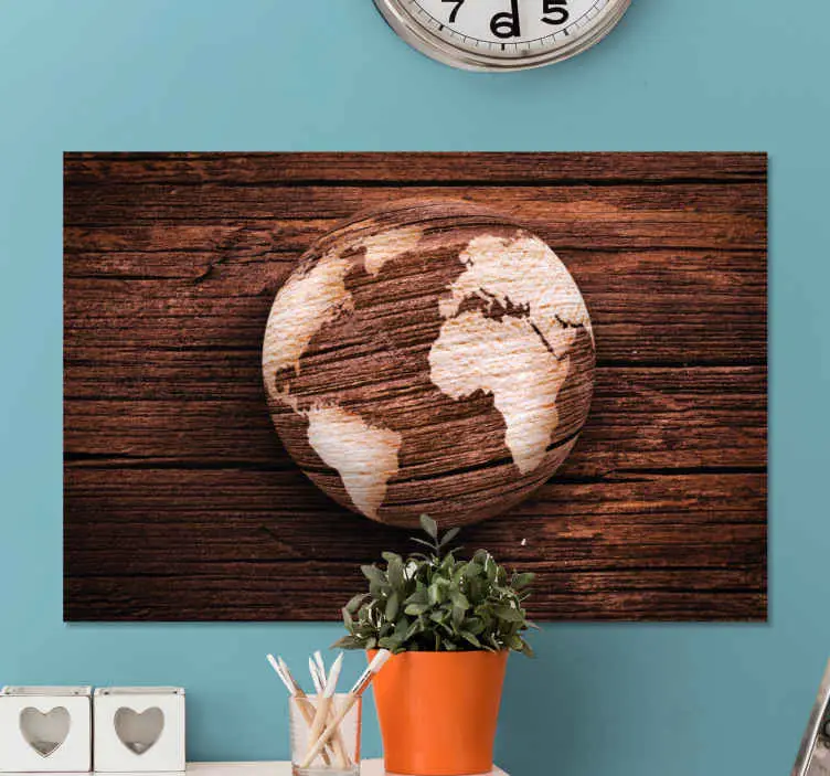 Geografiska trä världskarta 3d canvas bilder Sänkt pris