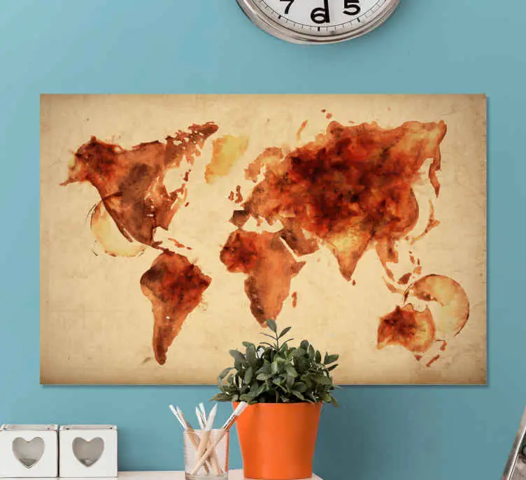 Snabb frakt Kanvas världskarta aquarellglobal karta