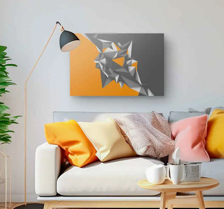 Nedsatt pris Grå och orange geometriska former 3d -kanvasbilder