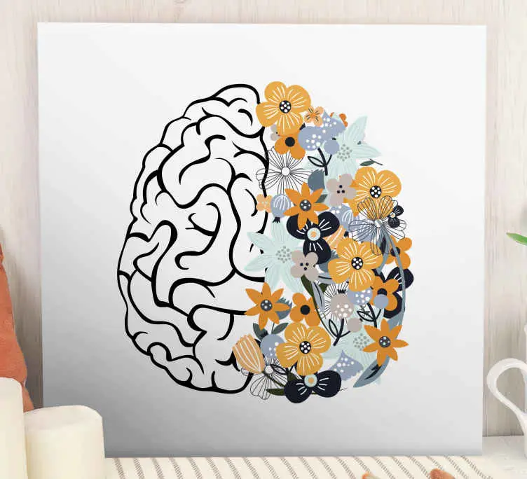 Fynd Blommig hjärna abstrakt inramad canvas tavla