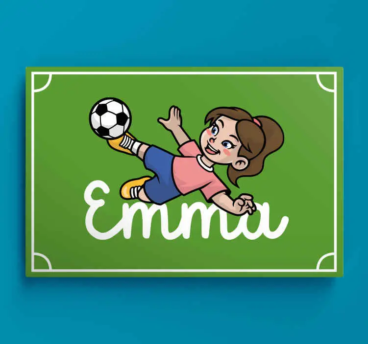 Fynd Tjej fotbollsspelare med namn anpassningsbara canvastavlor