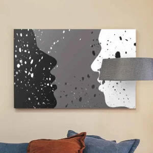 Vita och mörka halva ansikte människor och karaktärcanvas tavla t Erbjudandepris