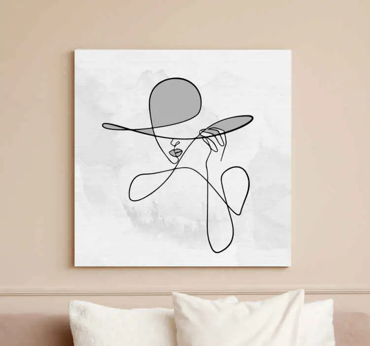 Köp nu Minimalistisk kvinna med hatt hall canvastavlor
