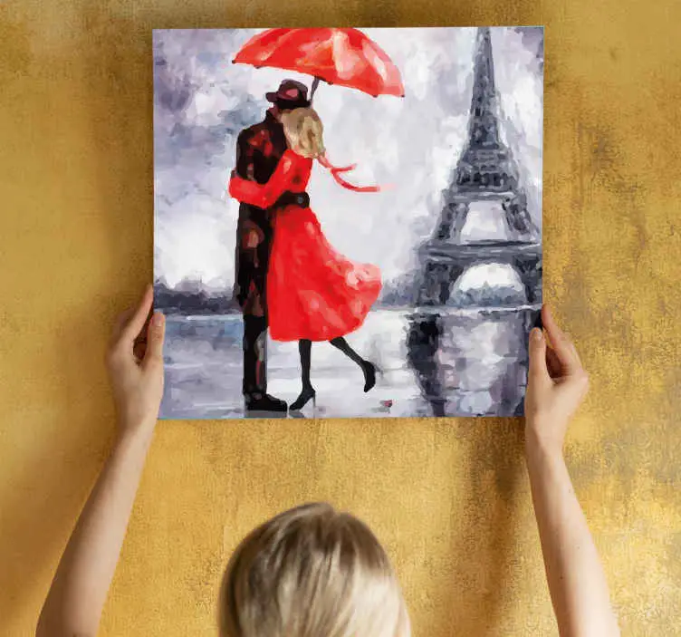 Personas enamorados en torre eiffel canvas prints Köp nu