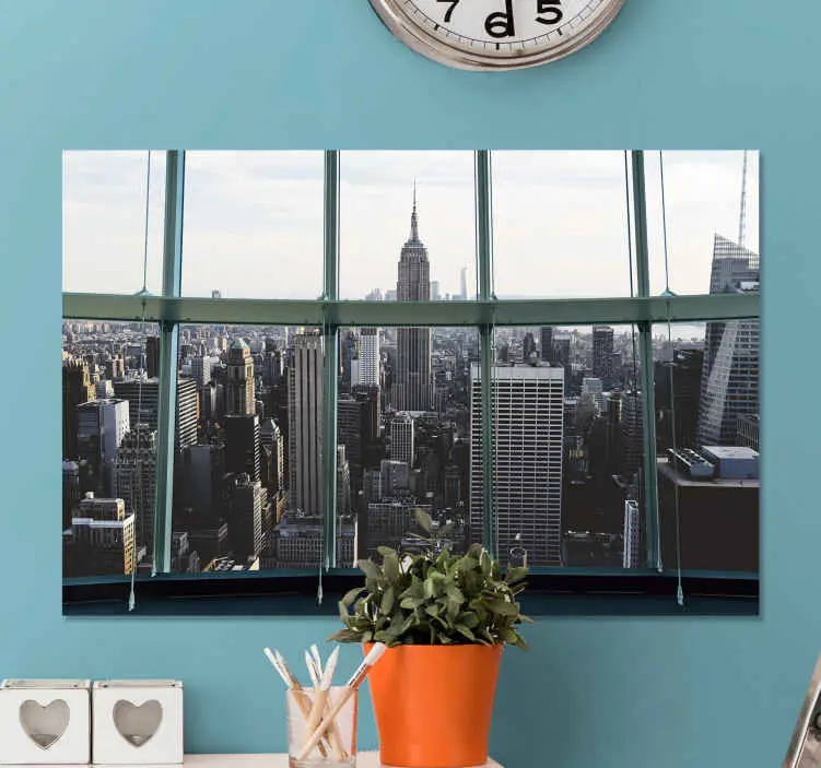 Manhattan vyer genom ovala fönster city skyline canvas tavla Snabb leverans