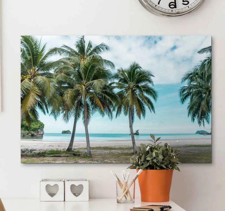 Havet strand palmer sand landskap canvas tavla Snabb leverans