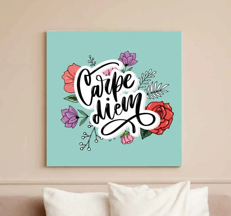 Kanvas citat carpe diem blommig Sänkt pris
