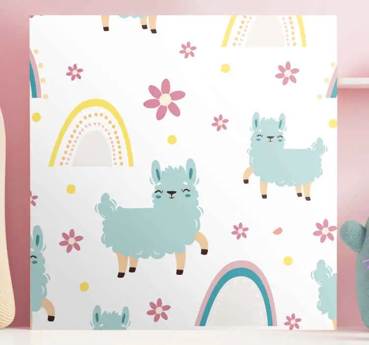 Kampanjpris Kanvas djur llama och blommor