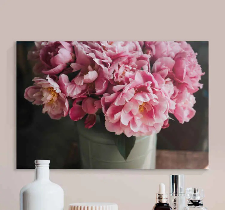 Kanvas blommor och växter rosa pionarrangemang Handla nu