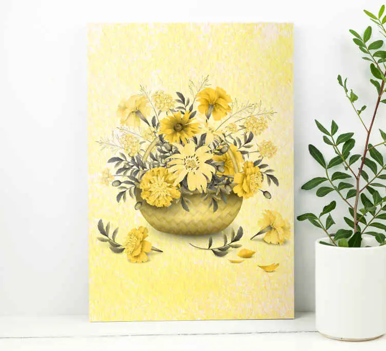 Snabb frakt Kanvas blommor och växter gult blomsterarrangemang