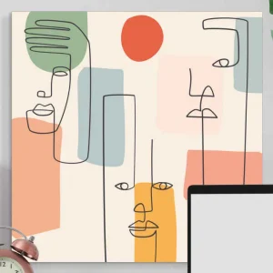 Abstrakt kanvas minimalistiska linjeansikten Kampanjpris