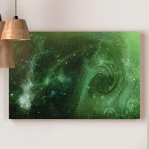 Abstrakt kanvas kosmisk grön virvel Extra rabatt