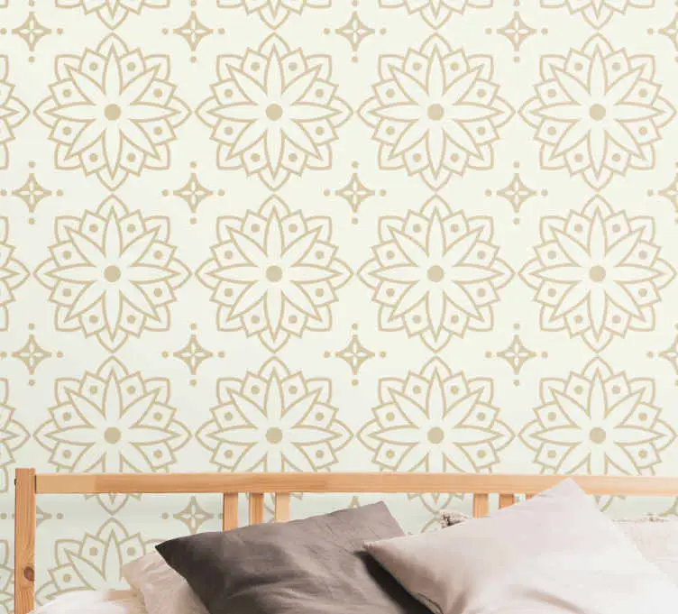 Grädde mandala mönster retro tapet Snabb frakt