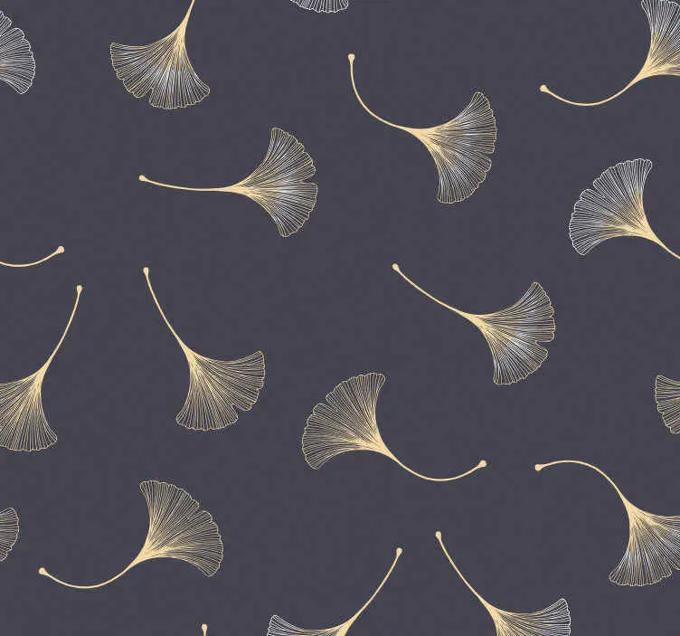 Kundfavorit Ginkgo leaf marin & guld samtida tapeter