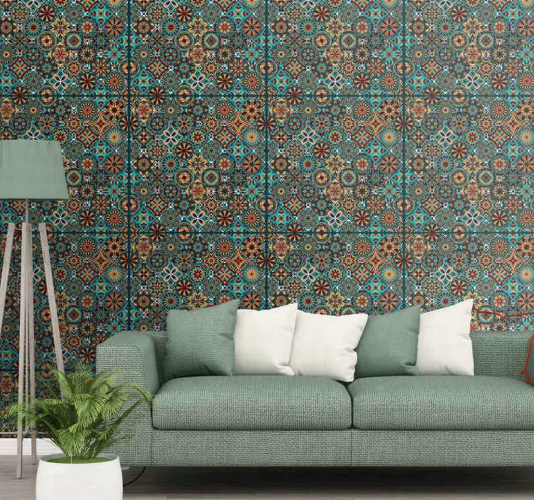 Färgglada mosaik vintage tapeter Rea