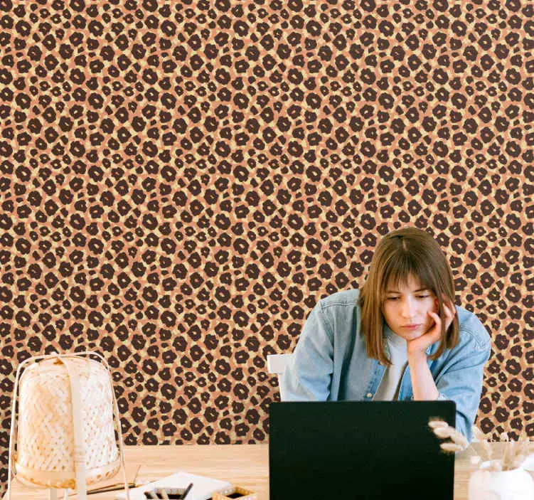 Sammetslen klassisk leopard imitation lounge tapeter Nedsatt pris