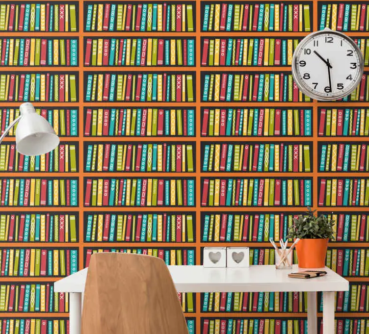 Full färgglada bibliotek tapeter Säker betalning