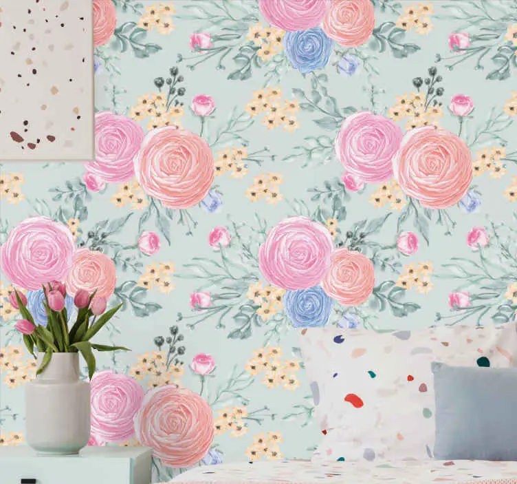 Utförsäljning Delikat pastellblommor blommig tapet