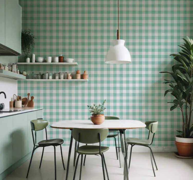 Fynd Grön tartan tapet kök