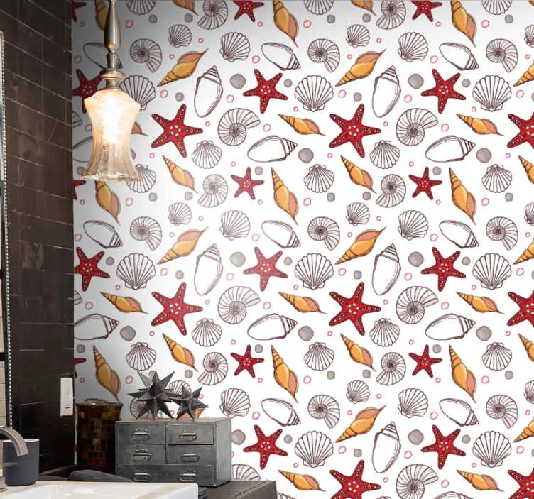 Lägg i varukorgen Snäckskal elegant mönster design toalett tapeter