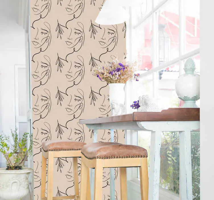 Abstrakta linjeytor Beige tapet Beställ nu