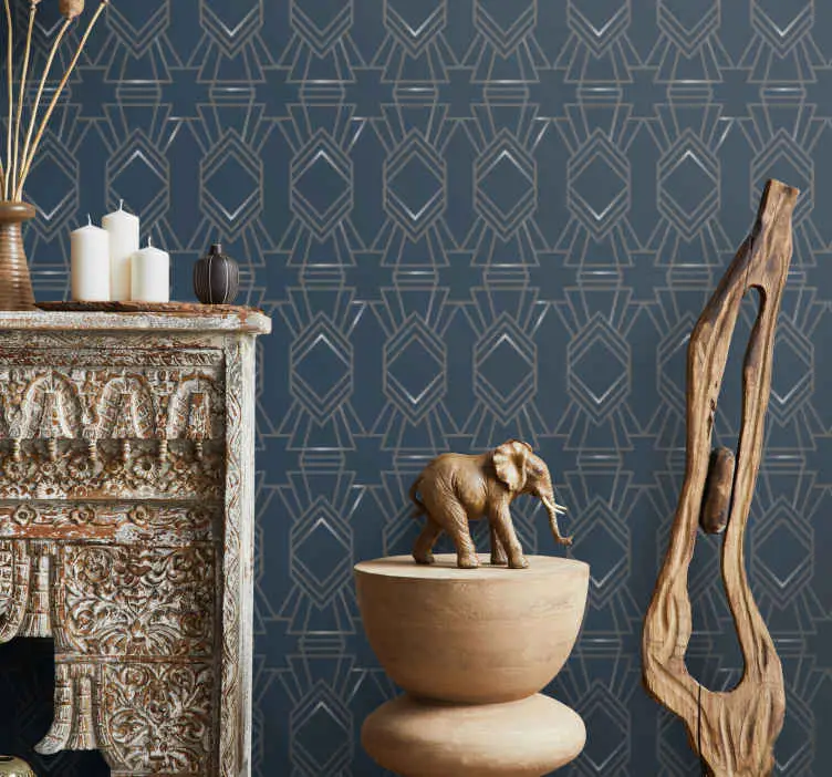 Blå geometrisk modern stil fyrkantigt mönster tapeter Lägg i varukorgen