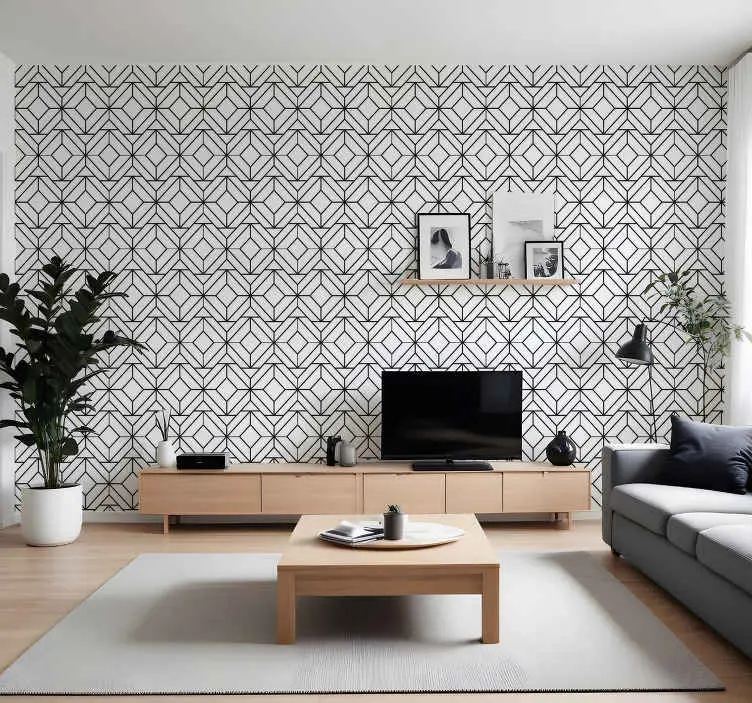 Erbjudande Svart och vitt geometriskt mönster modern tapet