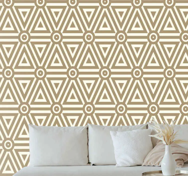 Triangulärt beige arrangemang tapet geometriska former Nyhet