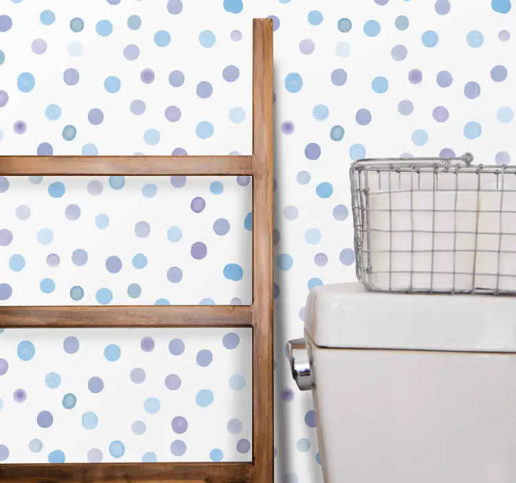 Blå prickmönster Tapet cirklar, prickar och polka dots Extra rabatt