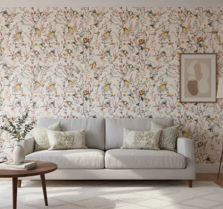 risnedsättning Tapet klassisk med naturalistisk blommönster