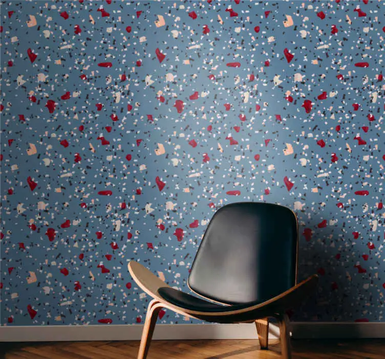 Mörkblå terrazzo mönster lounge tapet Nyhet