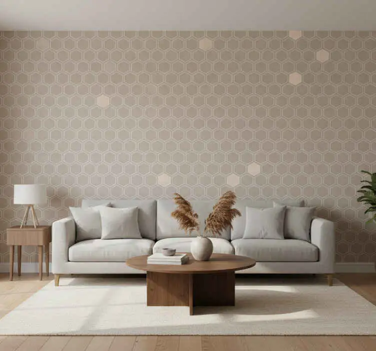 Tapet geometriska former hexagon beige motiv Populär