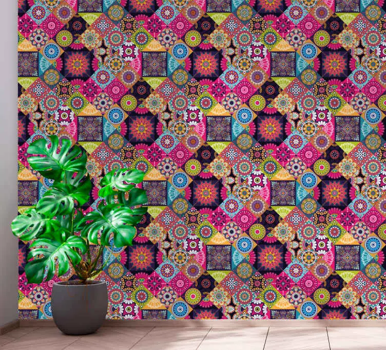 Mörka mandala kakel effekt tapeter Outlet