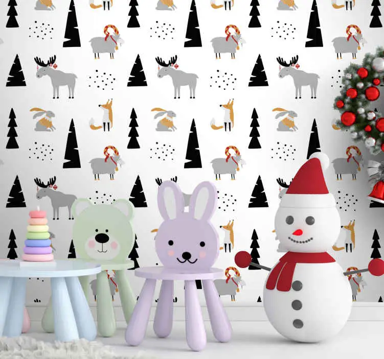 Vinter djur mönster xmas tapeter Trygg betalning