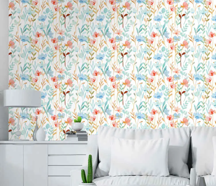 Aquarella minimalistiskt mönster Tapet blommor Erbjudandepris