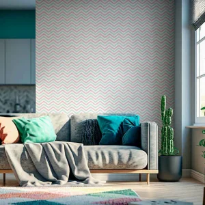 Zigzag pastellfärger fondtapet vardagsrum Begränsad tid