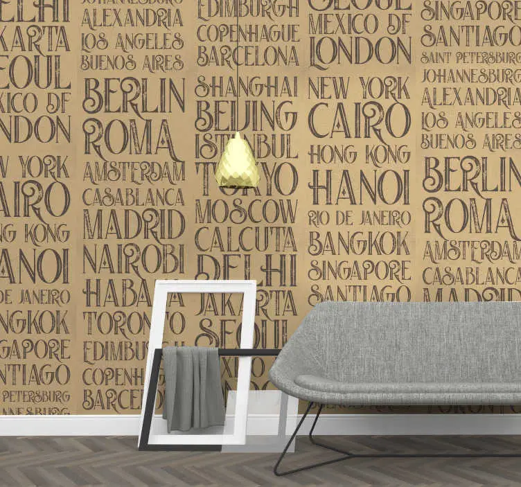 Städer i världen beige tapeter Rabatt