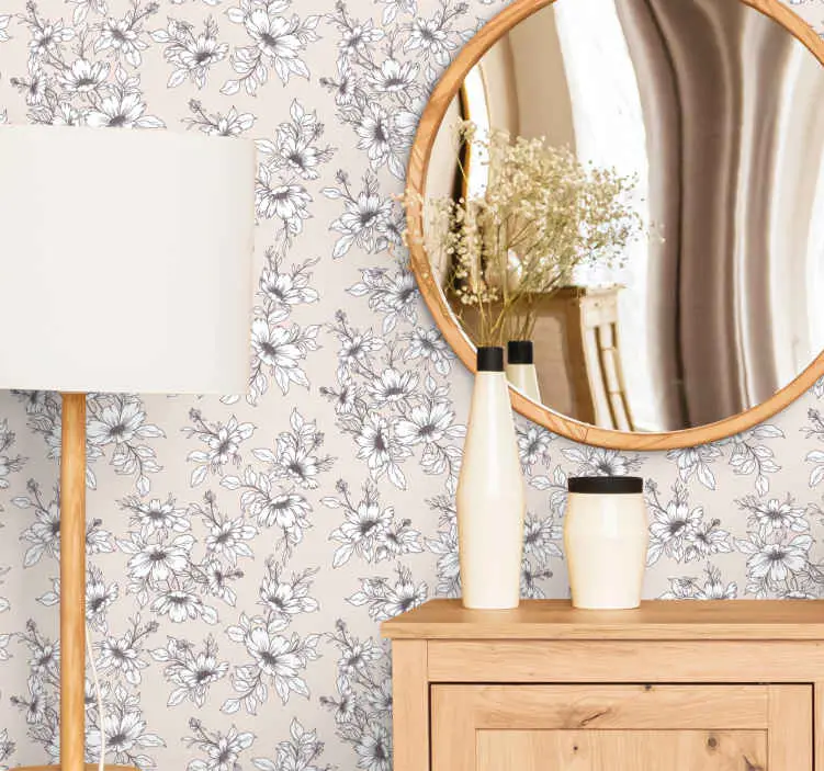 Nordiska blommor elegant mönster natur tapet Erbjudande