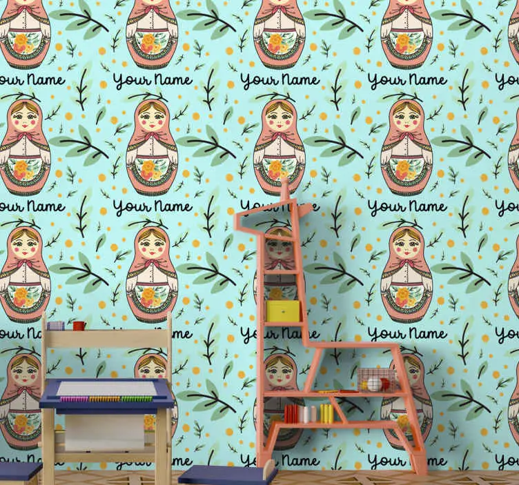 risnedsättning Matryoshka med namnet barn tapet