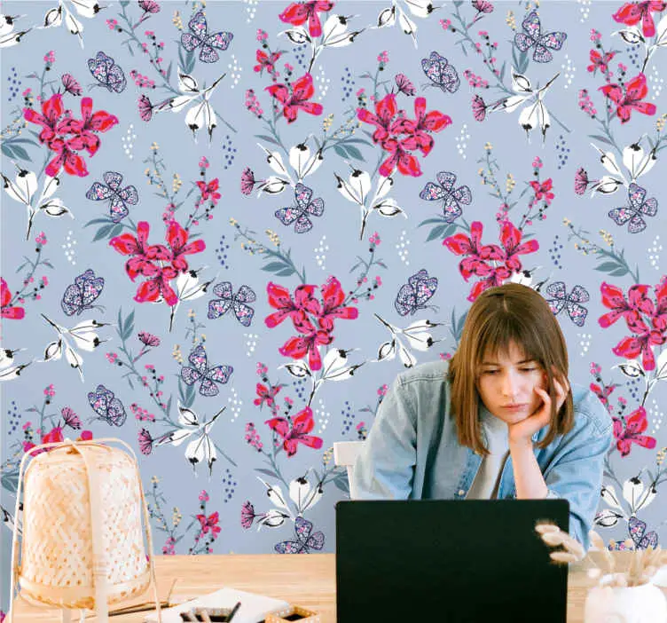 Reapris Blommig fjärilsdesign Tapet blommor