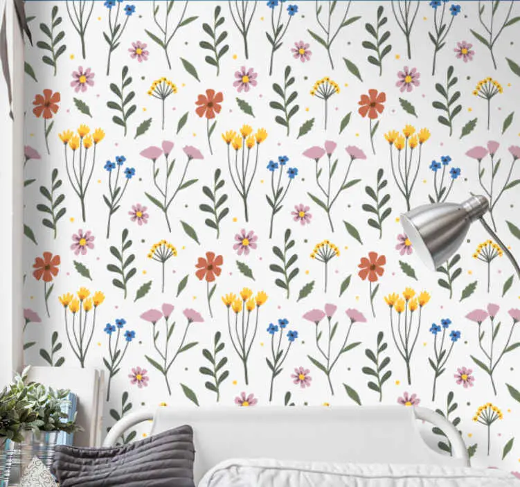 Fynd Livlig blommig design Tapet blommor